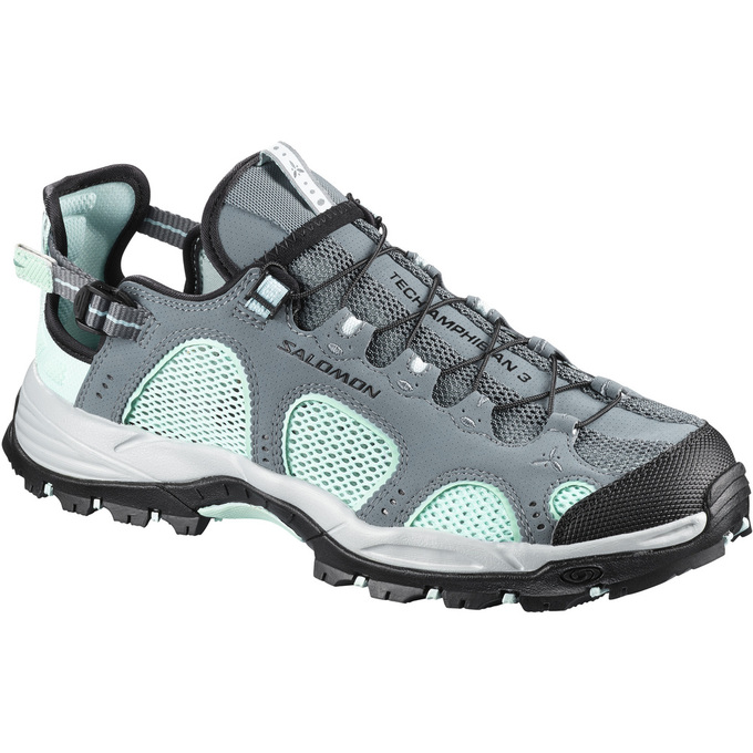 Zapato De Agua Salomon Mujer Turquesa Claro / Gris - Salomon Argentina TECHAMPHIBIAN 3 W ,671395-ZEH